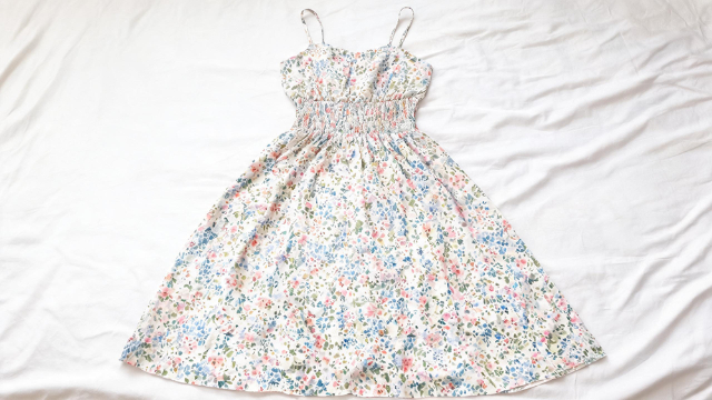 Seaside Model Photo Created From a Flat Floral Dress (before)